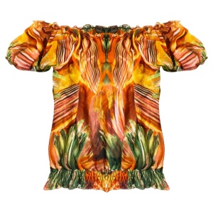 2000s Roberto Cavalli Chiffon Puffy Sleeve Top Size 42