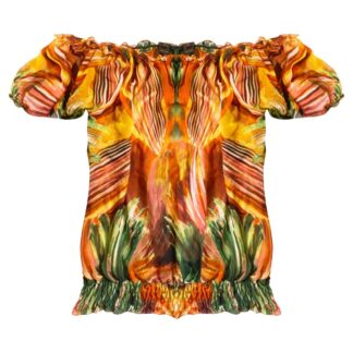 2000s Roberto Cavalli Chiffon Puffy Sleeve Top Size 42