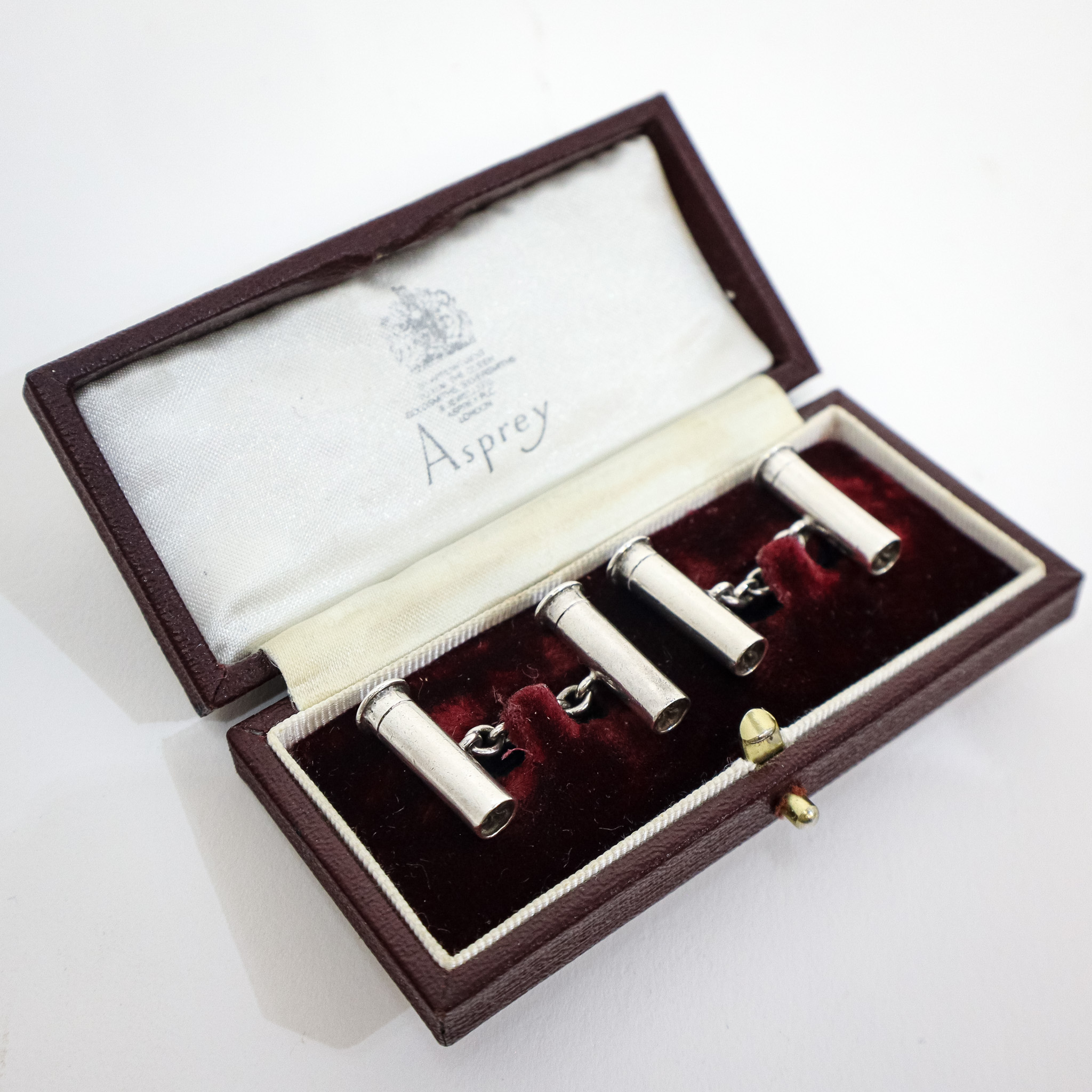 Cased Asprey Silver Cufflinks