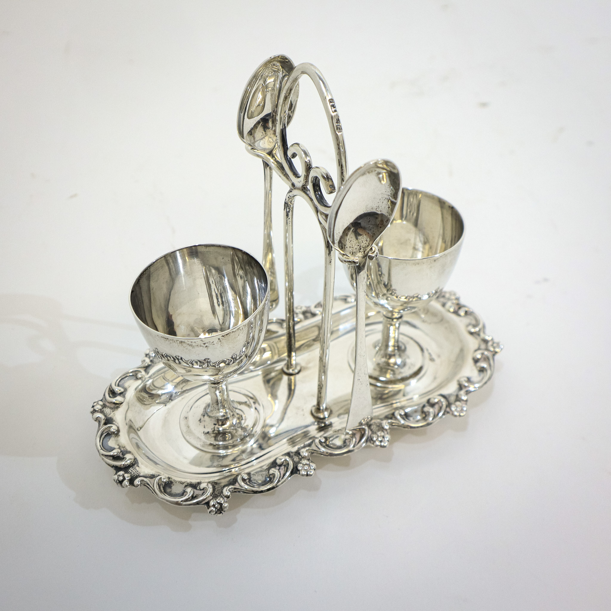 Edwardian Silver Egg Cup Set