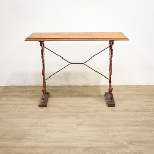 Victorian Cast Iron Table with Wooden Top
