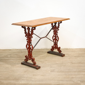 Victorian Cast Iron Table with Wooden Top