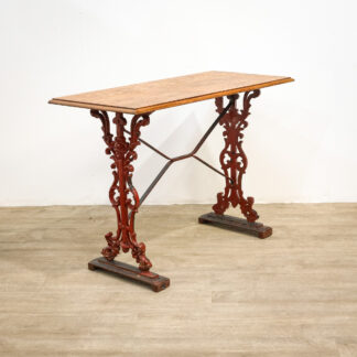 Victorian Cast Iron Table with Wooden Top