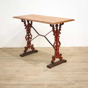 Victorian Cast Iron Table with Wooden Top
