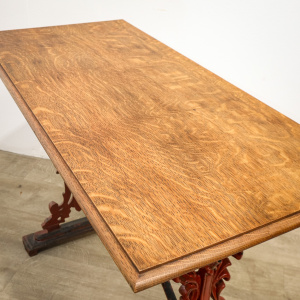 Victorian Cast Iron Table with Wooden Top