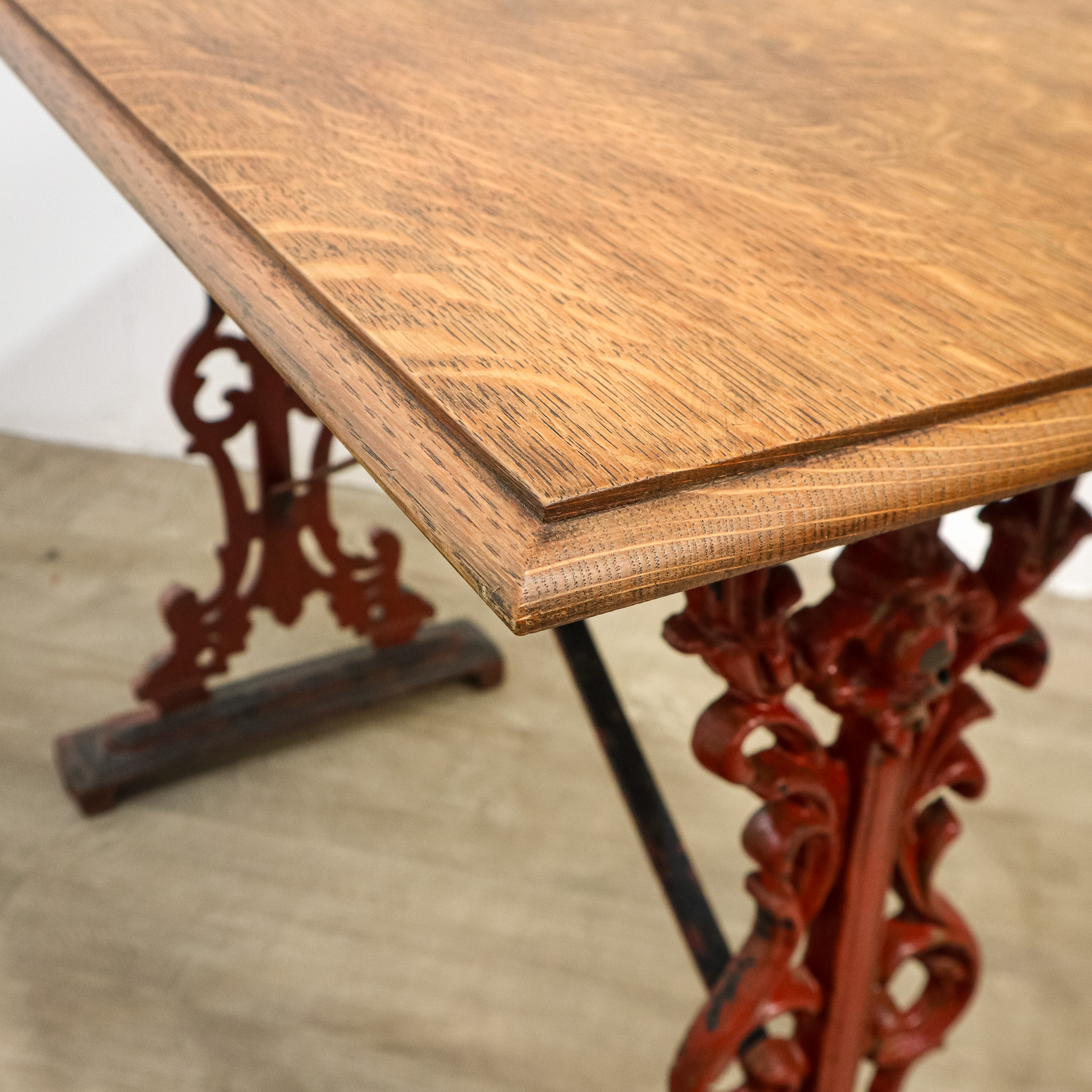 Victorian Cast Iron Table with Wooden Top