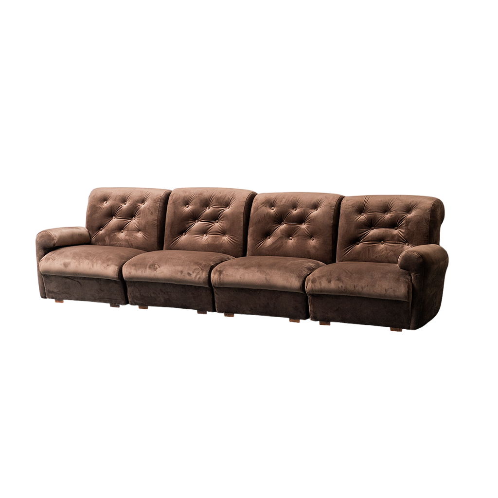 4 Seater Modular Velvet Sofa From The 70s, Modern Vintage