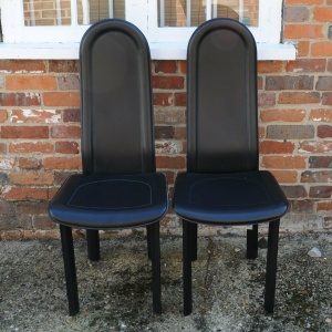 Black Leather Dining Chairs By Artedi, 1980s, Set Of 6