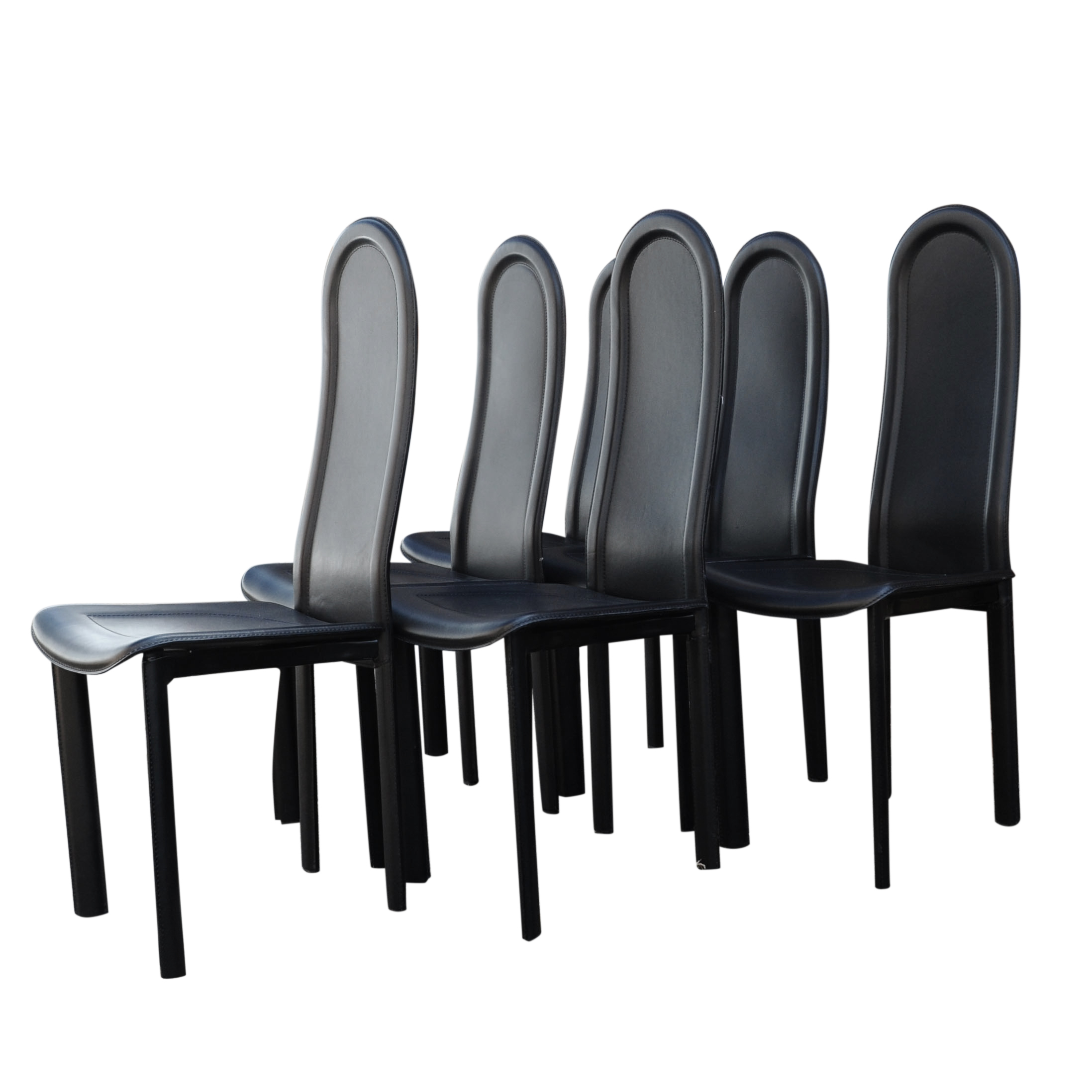 Black Leather Dining Chairs By Artedi, 1980s, Set Of 6