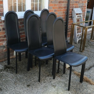 Black Leather Dining Chairs By Artedi, 1980s, Set Of 6