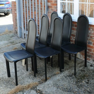 Black Leather Dining Chairs By Artedi, 1980s, Set Of 6