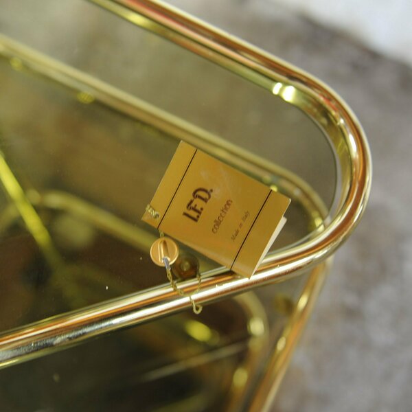 Extendable 3 Tier Brass & Smoked Glass Milo Baughman Table, 1980s
