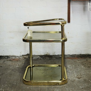 Extendable 3 Tier Brass & Smoked Glass Milo Baughman Table, 1980s
