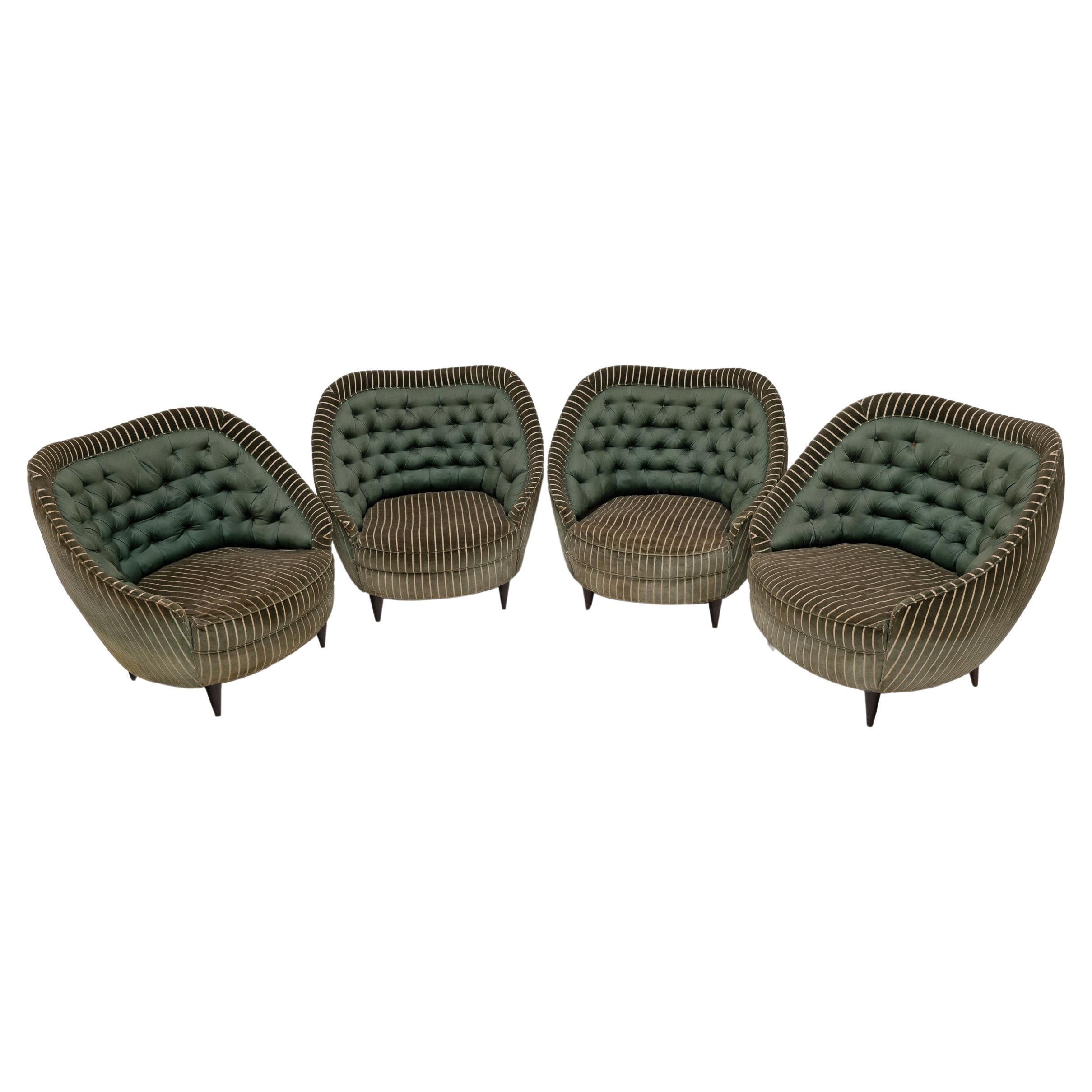 Gio Ponti Mid-century Modern Italian Armchairs for Casa e Giardino, 1940s