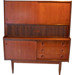 Vintage Danish Mid-Century Modern Teak Highboard Hutch by Johannes Andersen