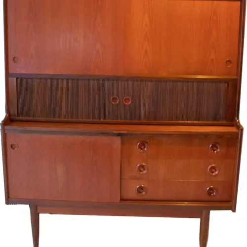 Vintage Danish Mid-Century Modern Teak Highboard Hutch by Johannes Andersen