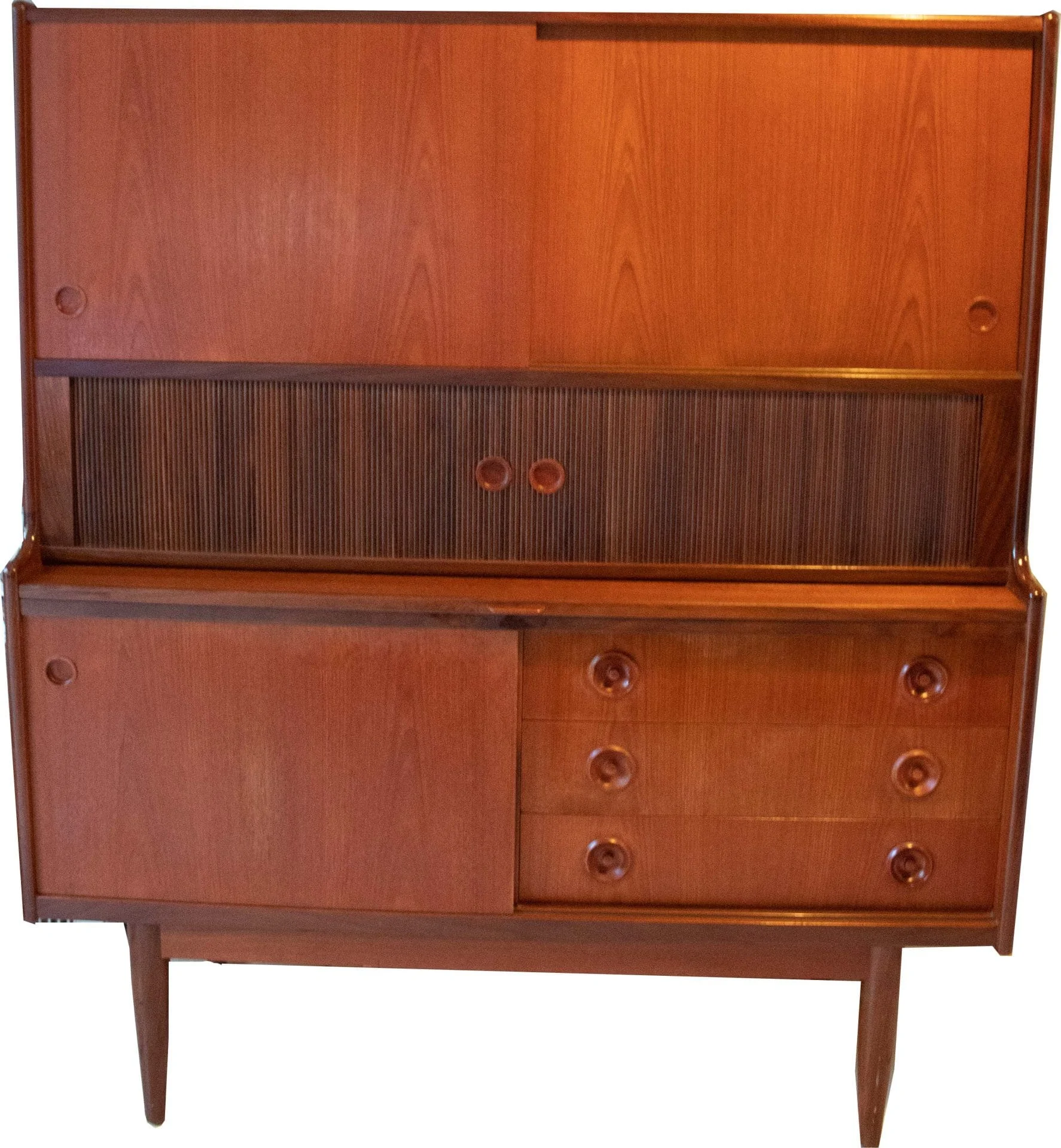 Vintage Danish Mid-Century Modern Teak Highboard Hutch by Johannes Andersen