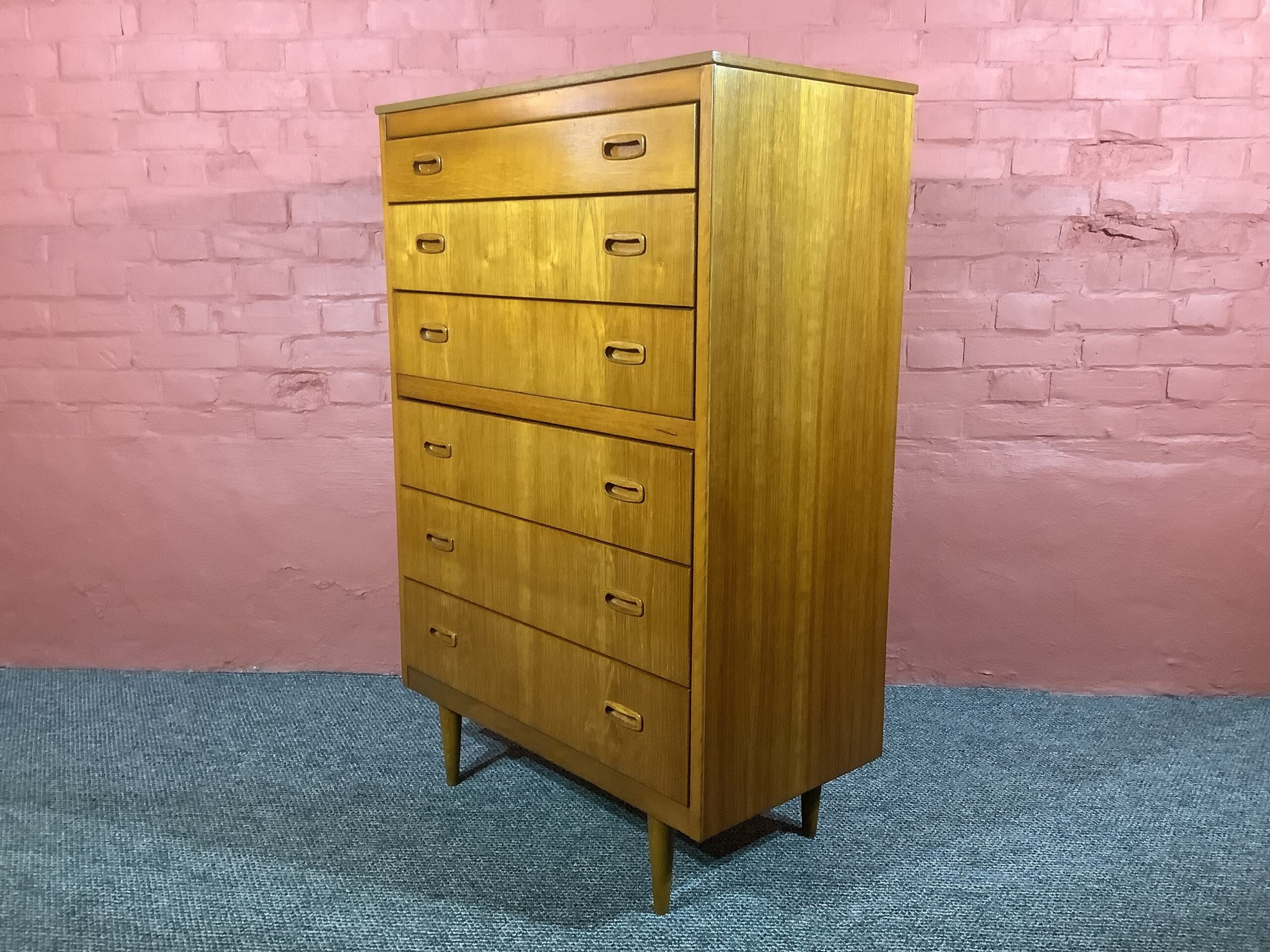 Lebus Mid Century Chest Of Six Drawers In Teak
