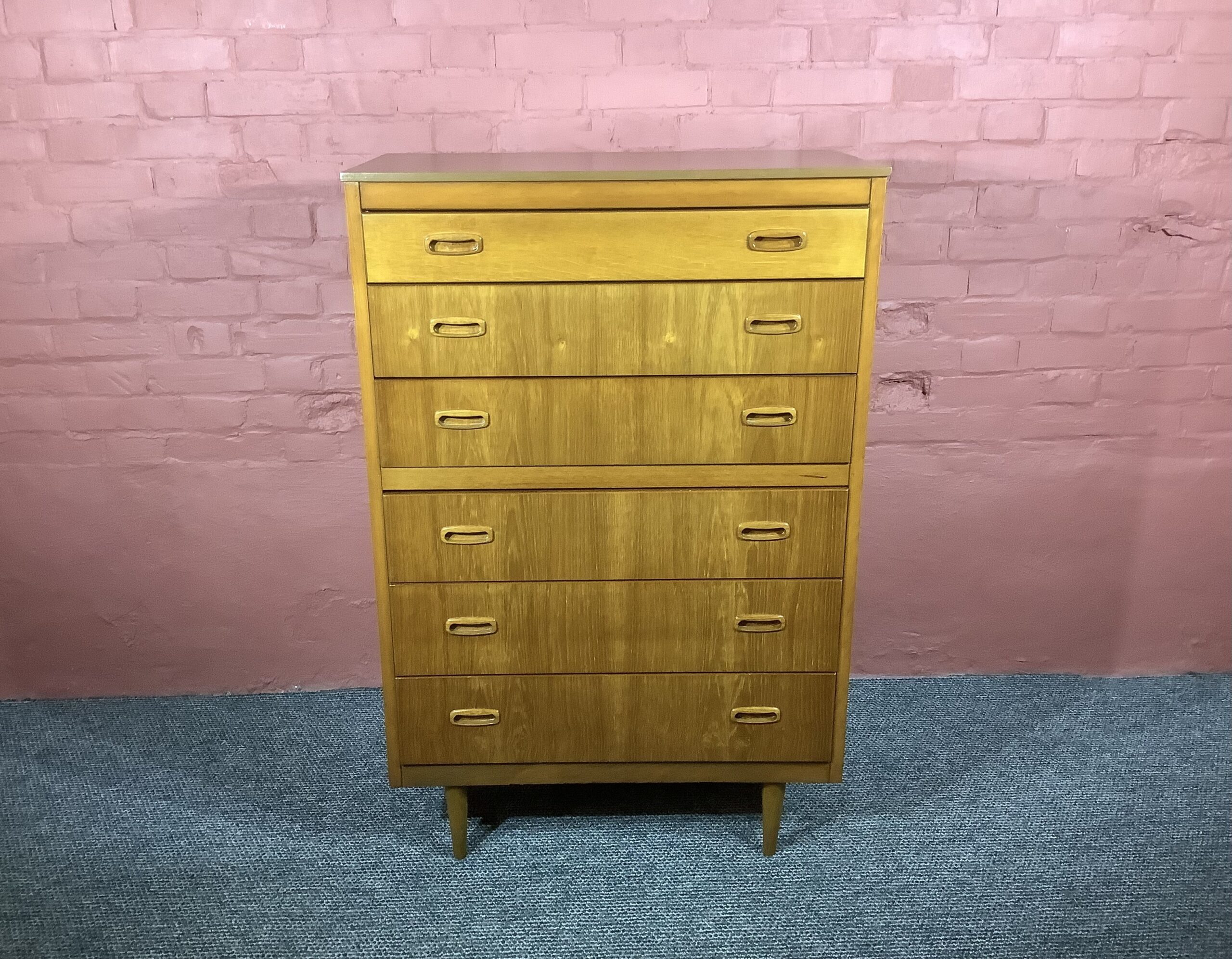 Lebus Mid Century Chest Of Six Drawers In Teak