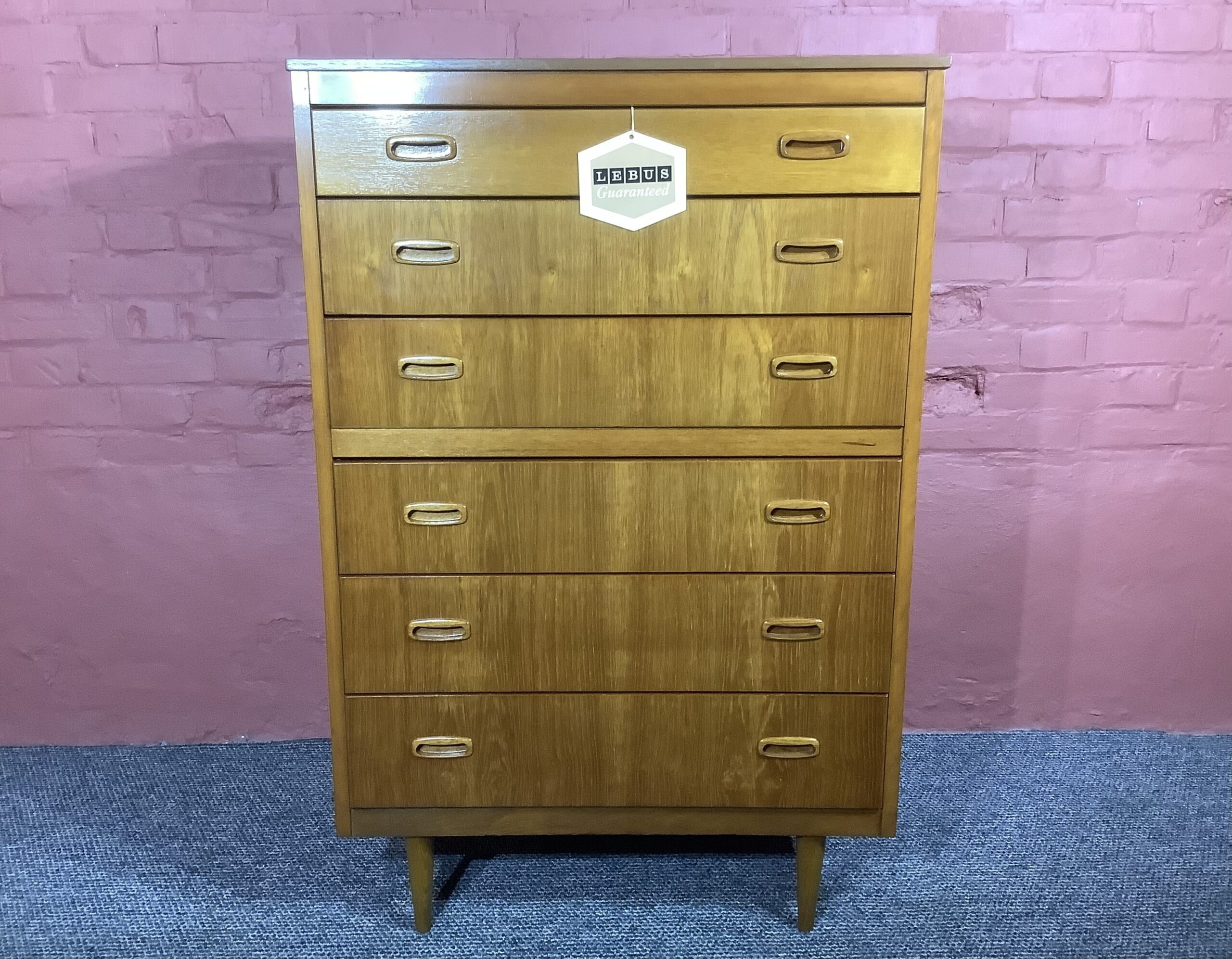 Lebus Mid Century Chest Of Six Drawers In Teak
