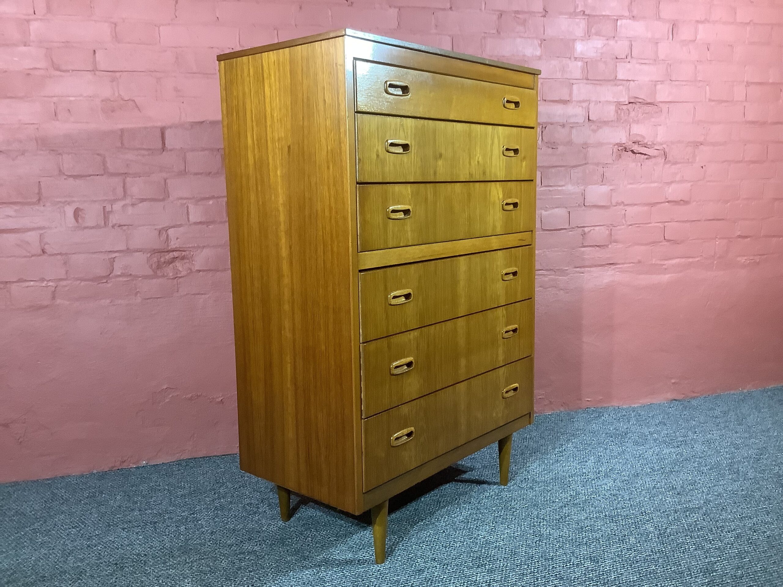 Lebus Mid Century Chest Of Six Drawers In Teak