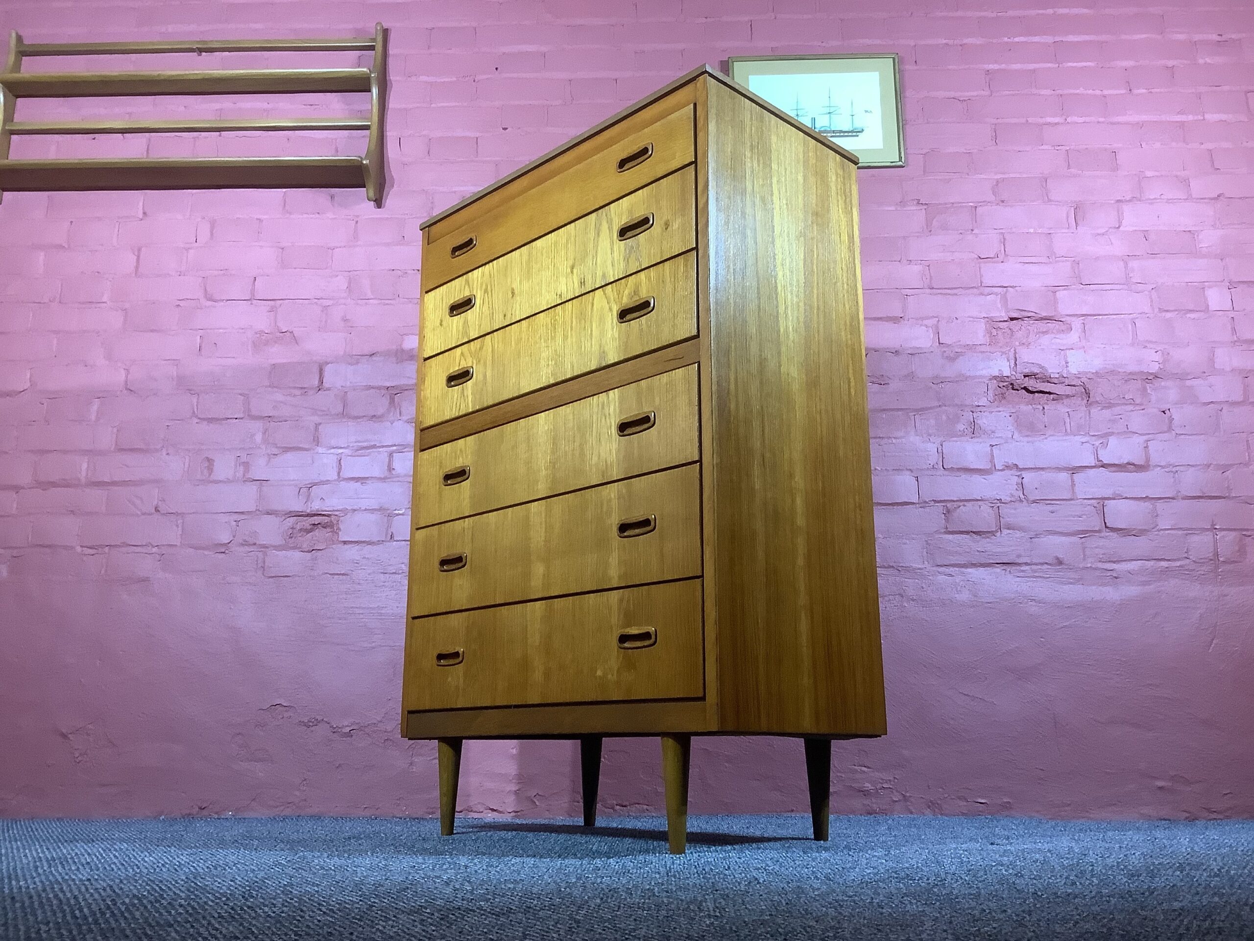 Lebus Mid Century Chest Of Six Drawers In Teak