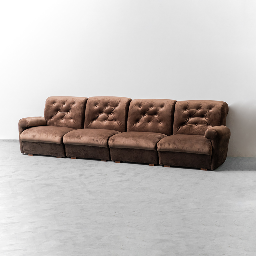 4 Seater Modular Velvet Sofa From The 70s, Modern Vintage