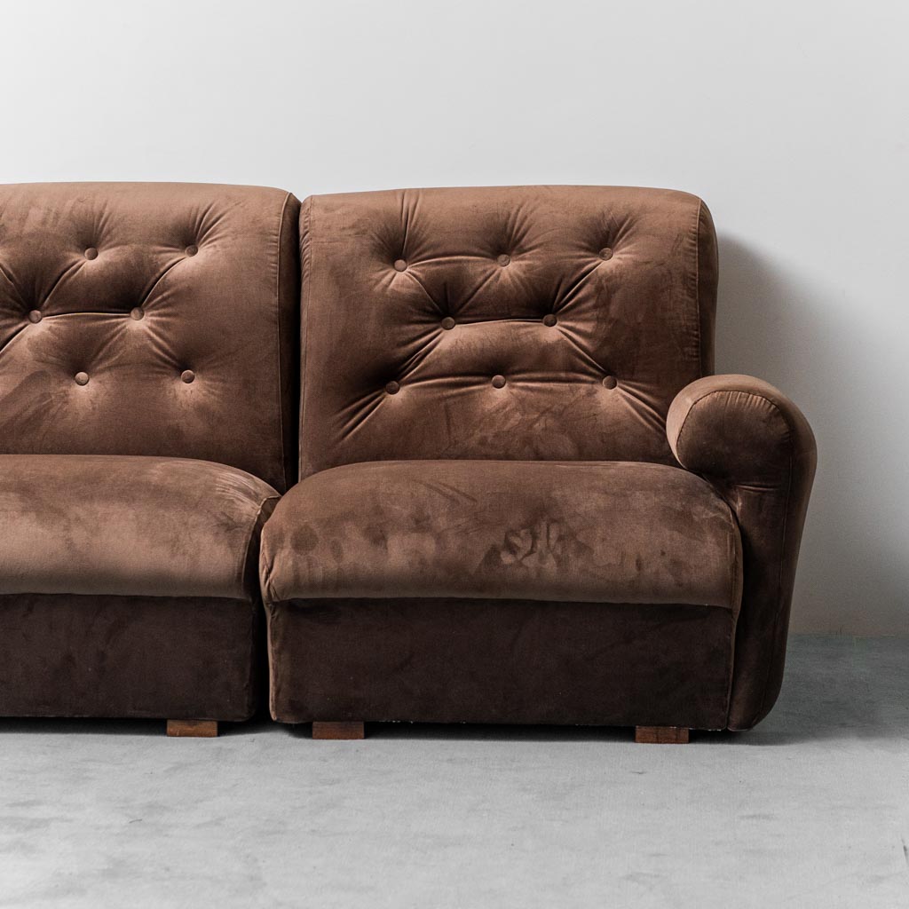 4 Seater Modular Velvet Sofa From The 70s, Modern Vintage