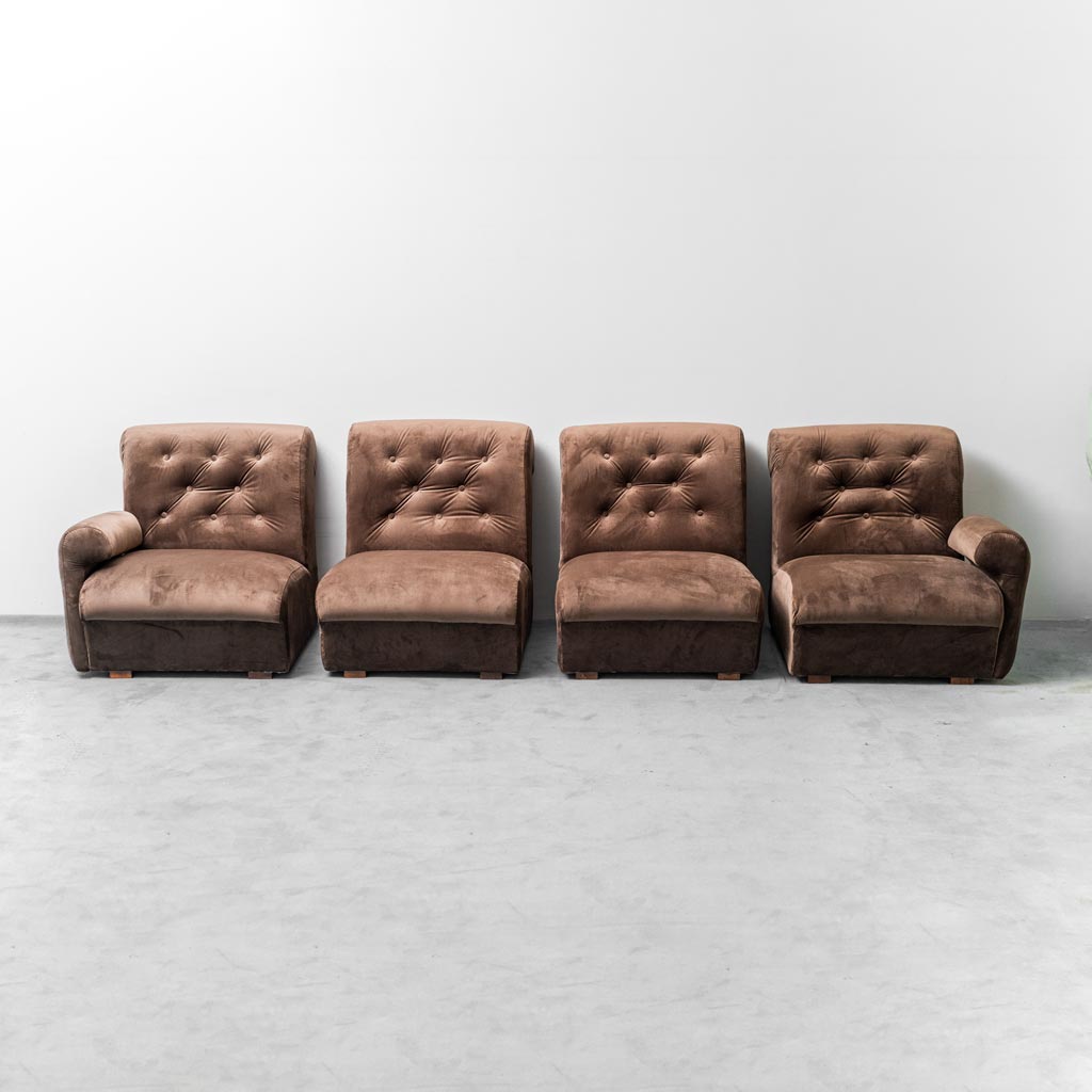 4 Seater Modular Velvet Sofa From The 70s, Modern Vintage