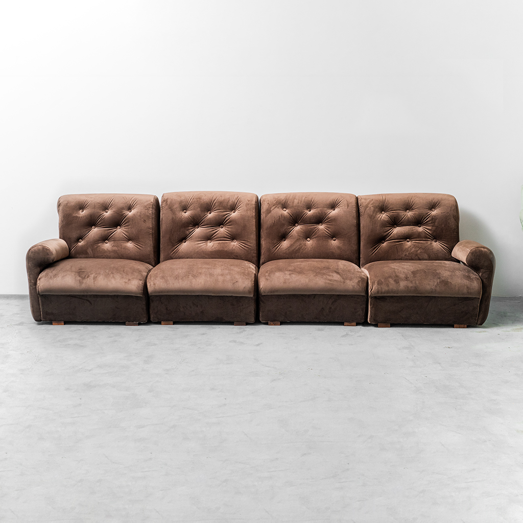 4 Seater Modular Velvet Sofa From The 70s, Modern Vintage