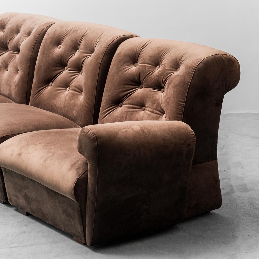 4 Seater Modular Velvet Sofa From The 70s, Modern Vintage