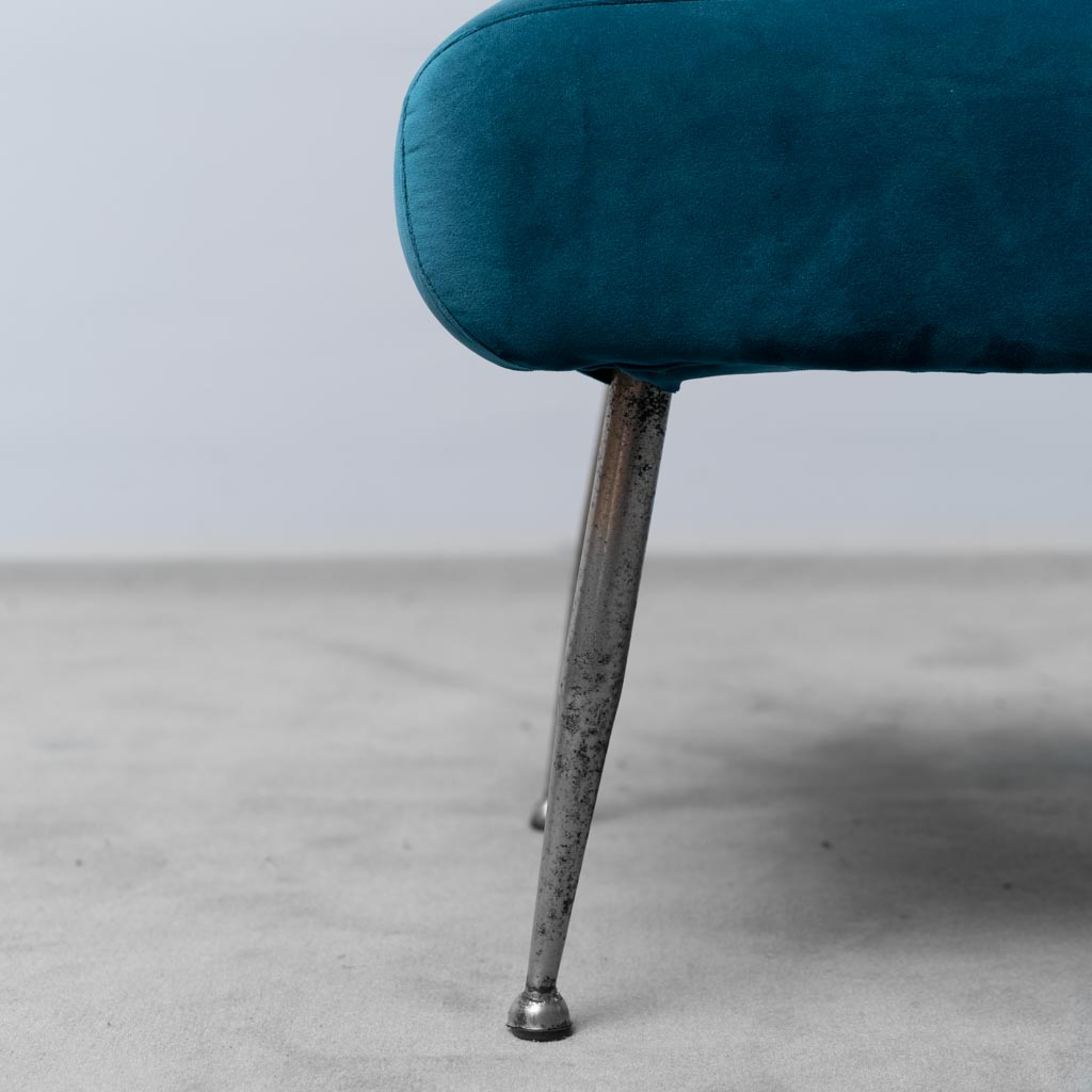 Pair Of Light Blue Velvet Metal Chairs From The 1950s Modern Vintage