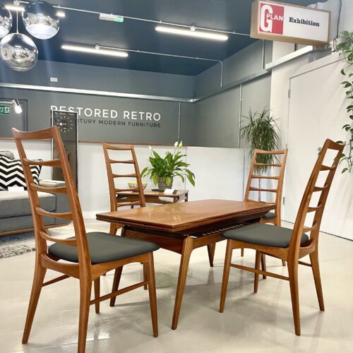 Kai Kristiansen Danish Metomorphic Table and 4 Niels Koefoed Danish Chairs