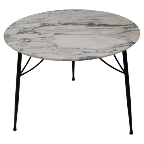 Mid-century Modern Italian Marble and Metal Round Coffee Table, 1960s