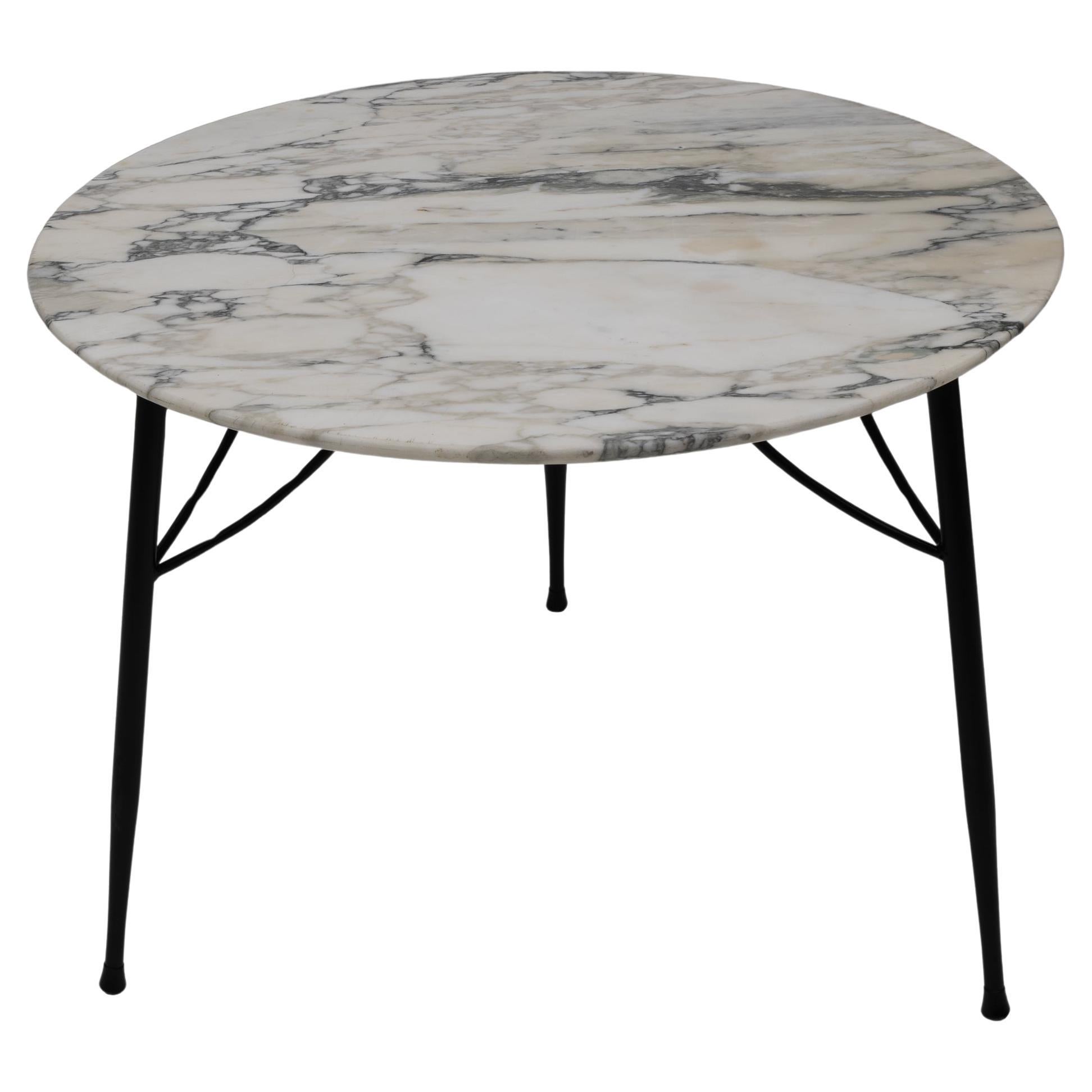 Mid-century Modern Italian Marble and Metal Round Coffee Table, 1960s