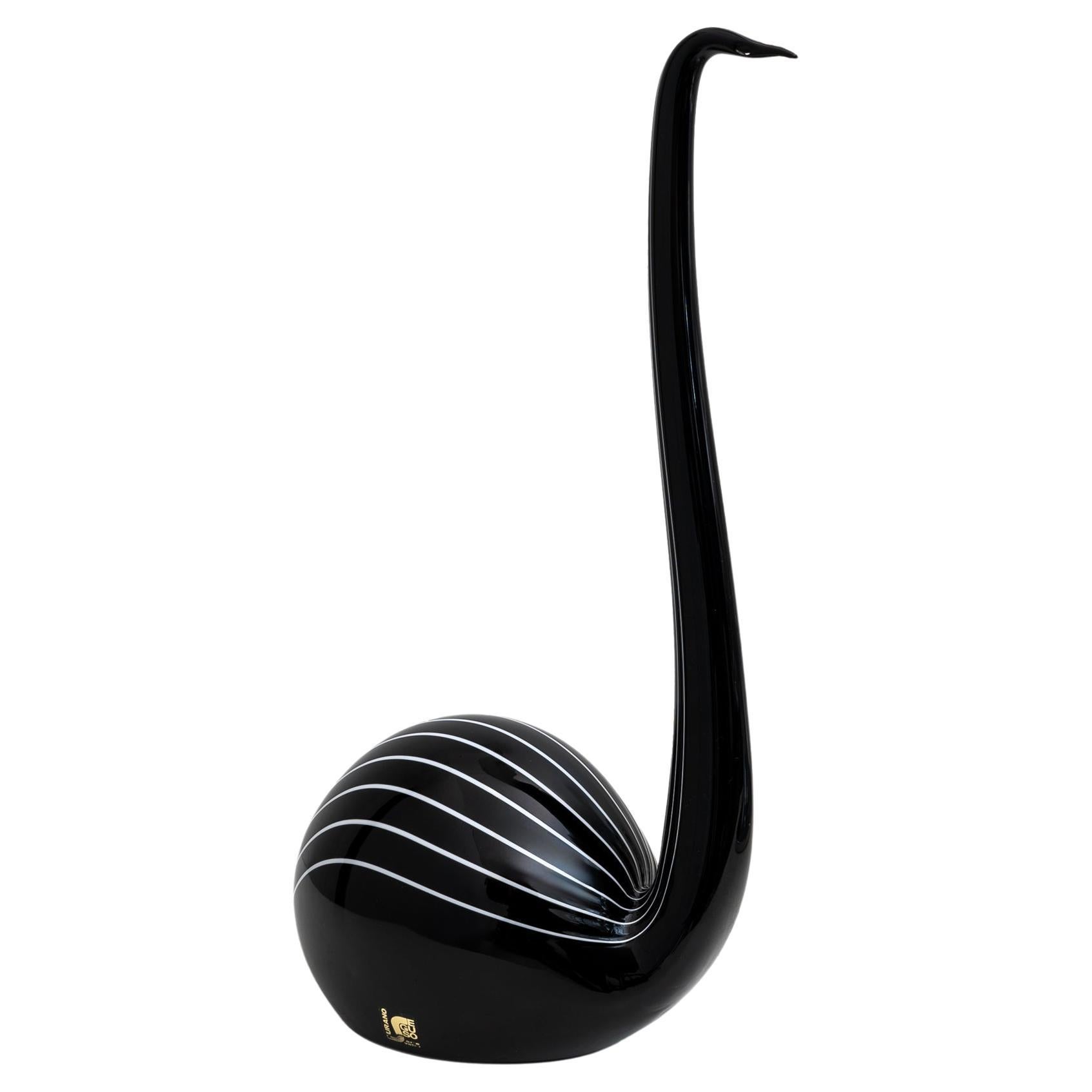 Murano glass sculpture "Black Swan", designed by Livio Seguso. Italy, 1980s