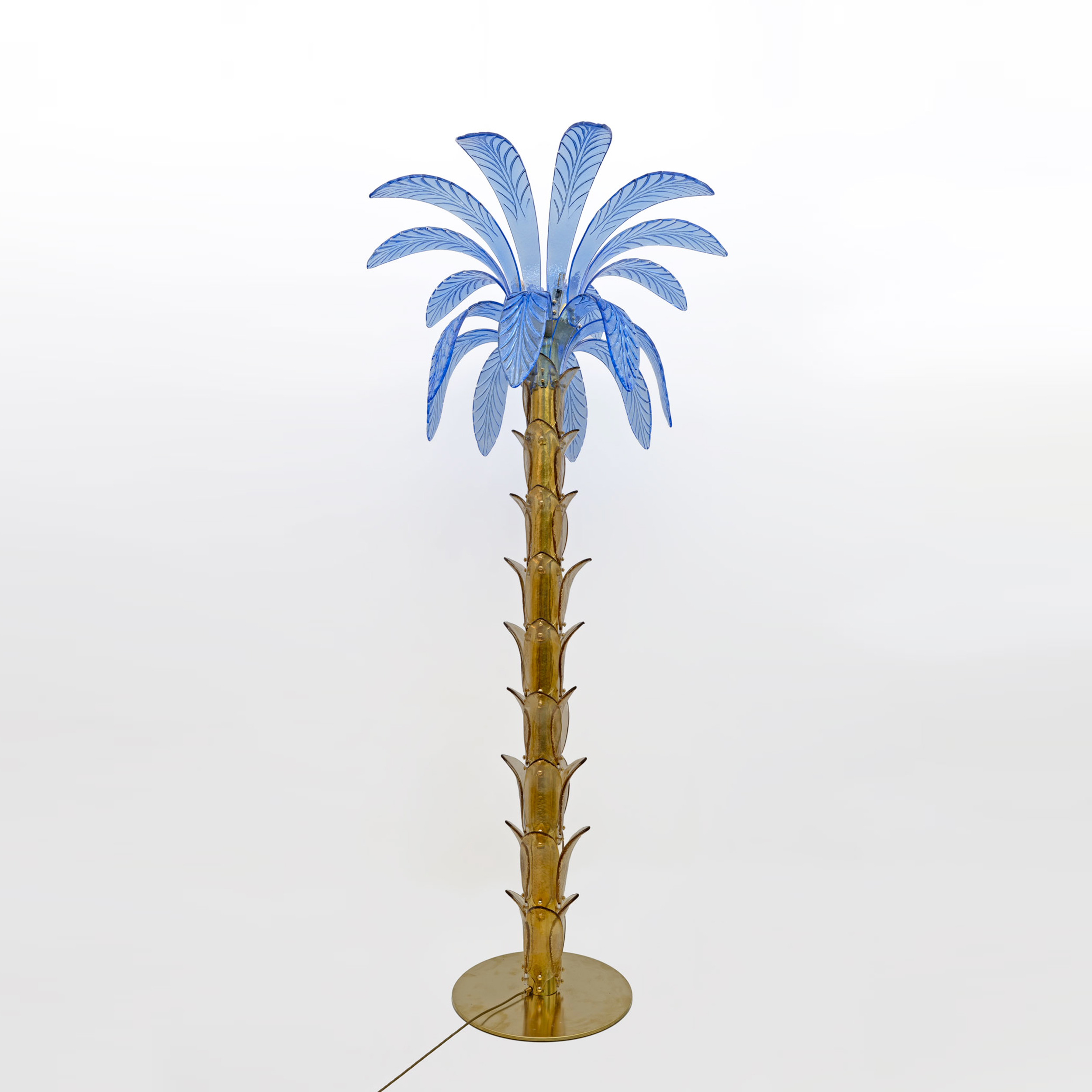 Pair of Murano Glass and Brass Palm Tree Floor Lamp, 1970s