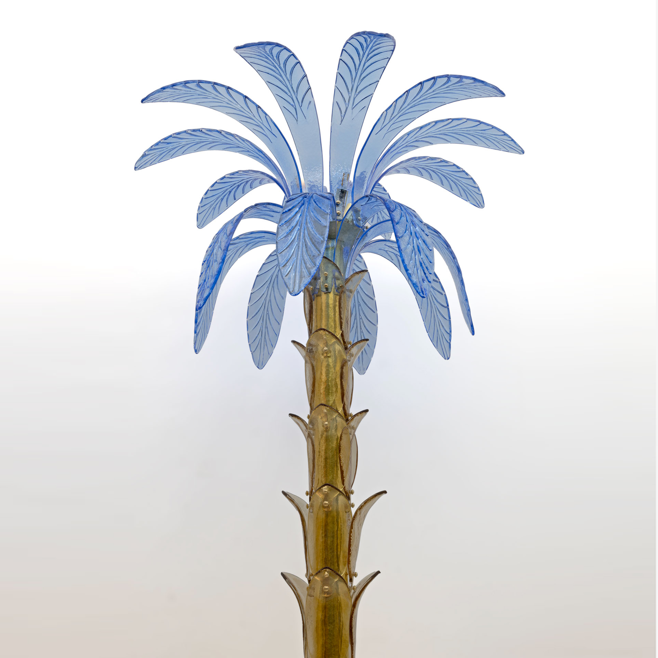 Pair of Murano Glass and Brass Palm Tree Floor Lamp, 1970s