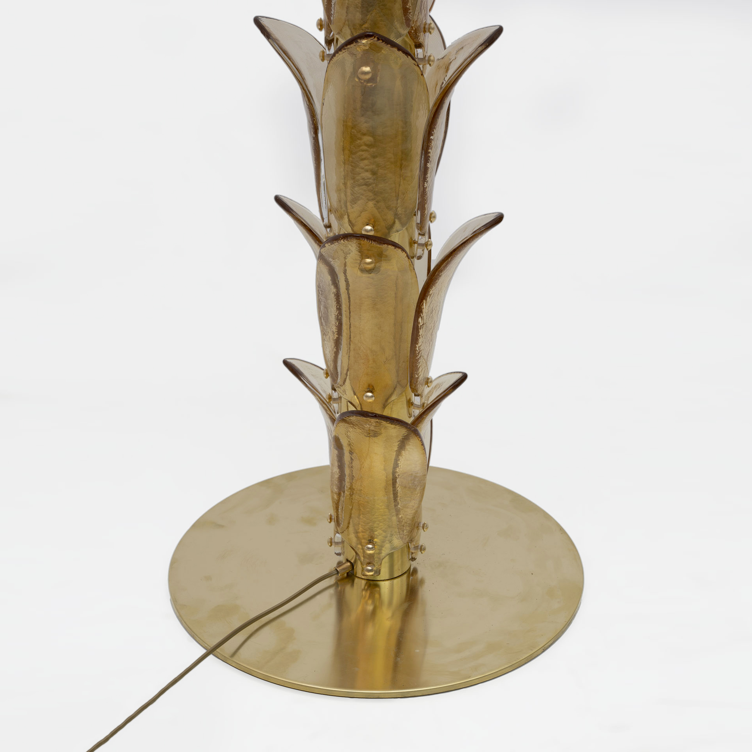Pair of Murano Glass and Brass Palm Tree Floor Lamp, 1970s