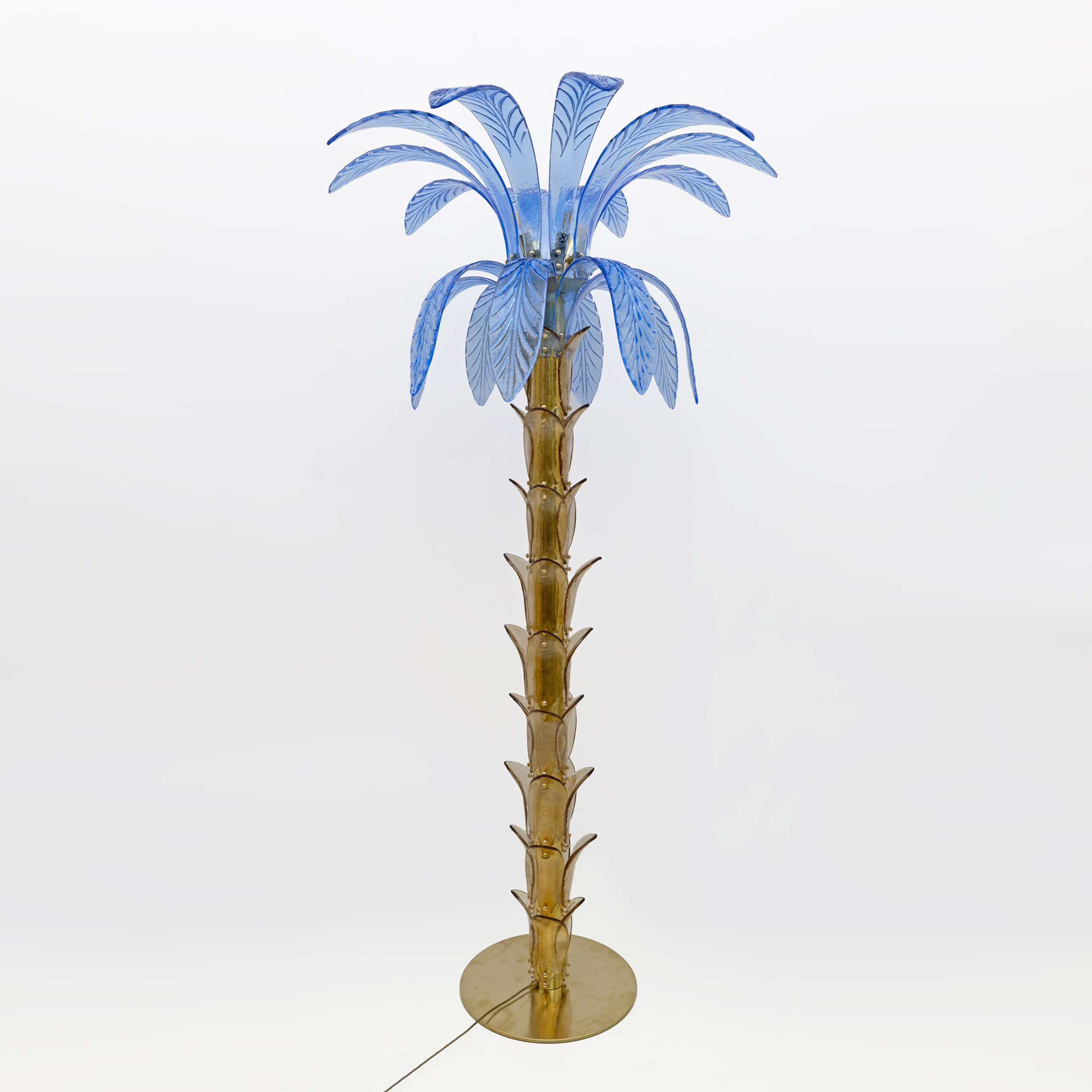 Pair of Murano Glass and Brass Palm Tree Floor Lamp, 1970s