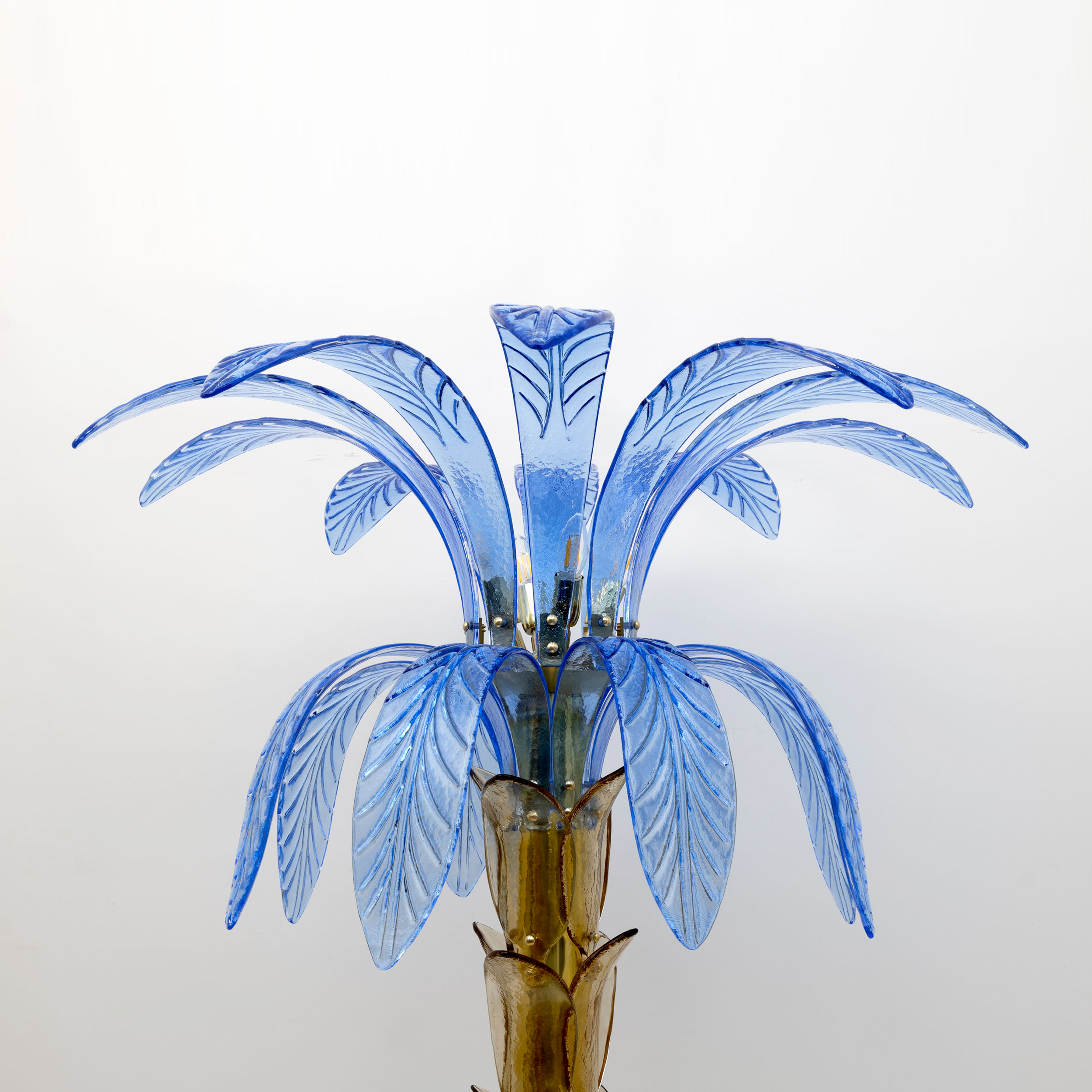 Pair of Murano Glass and Brass Palm Tree Floor Lamp, 1970s