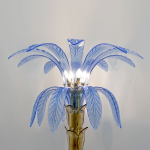 Pair of Murano Glass and Brass Palm Tree Floor Lamp, 1970s