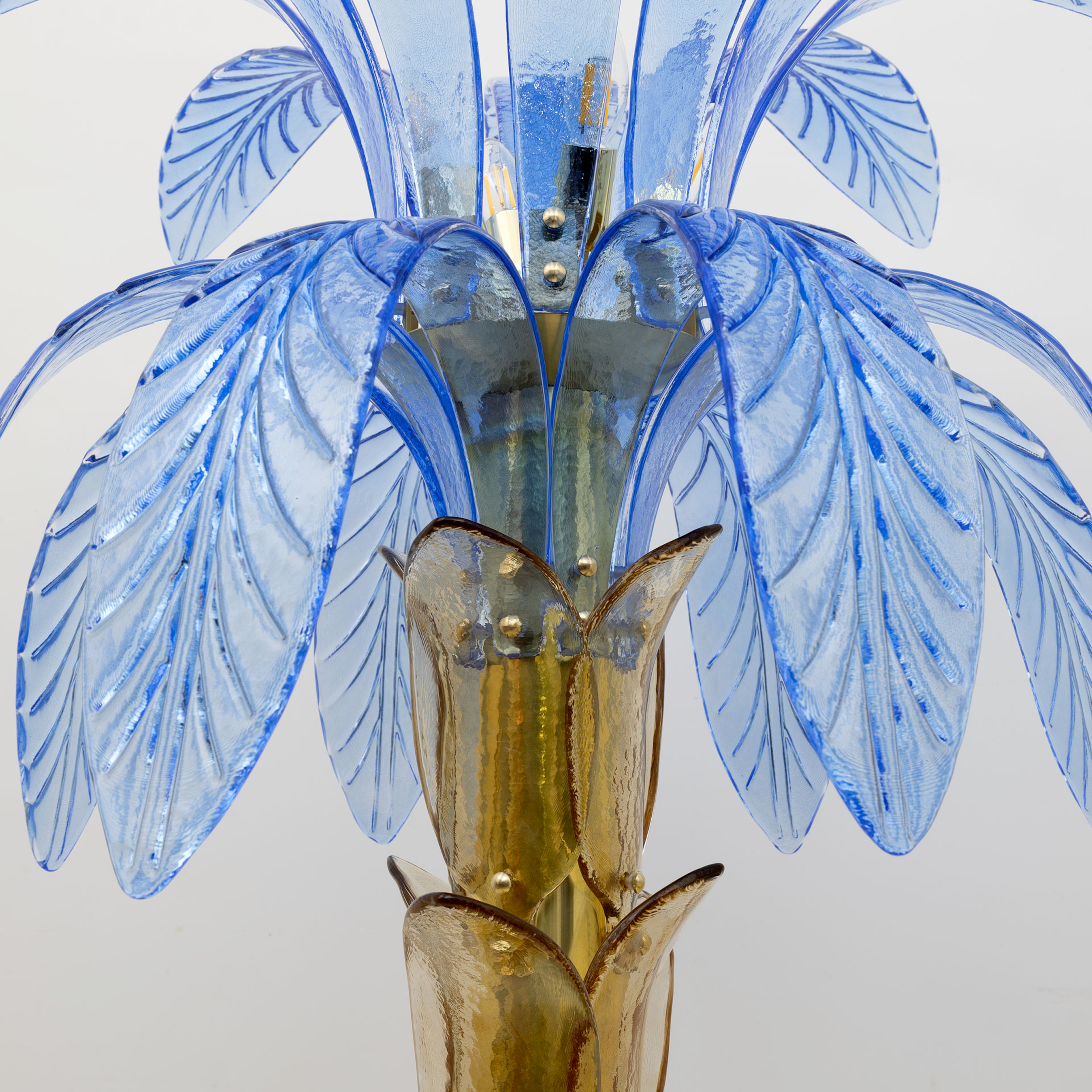 Pair of Murano Glass and Brass Palm Tree Floor Lamp, 1970s