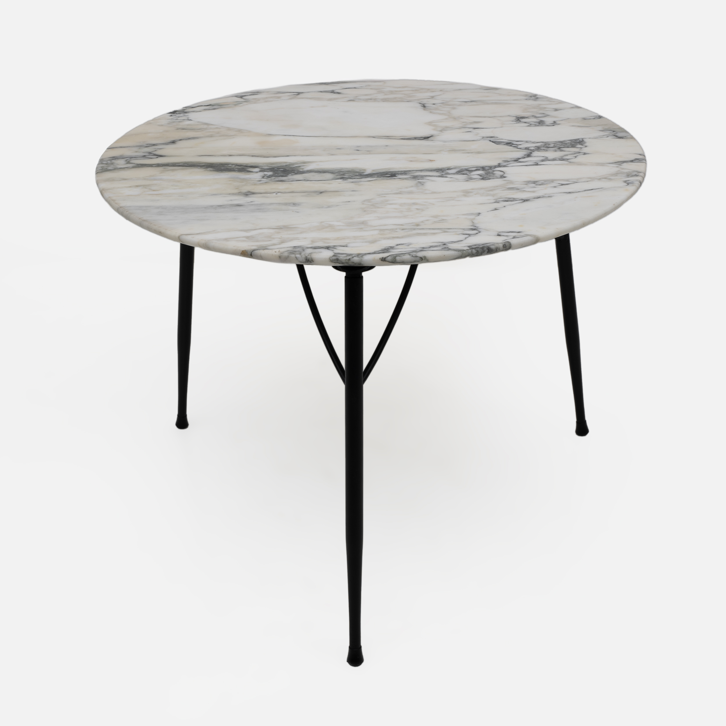 Mid-century Modern Italian Marble and Metal Round Coffee Table, 1960s