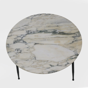 Mid-century Modern Italian Marble and Metal Round Coffee Table, 1960s