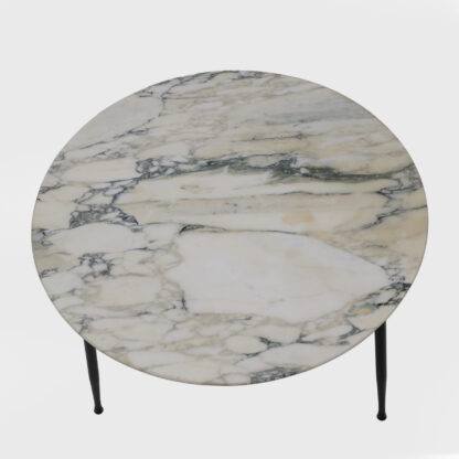Mid-century Modern Italian Marble and Metal Round Coffee Table, 1960s - Image 2