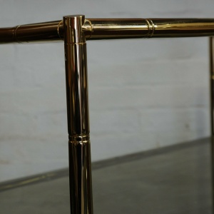 Vintage Brass & Smoked Glass 3 Tier Faux Bamboo Bar Cart, 1970s
