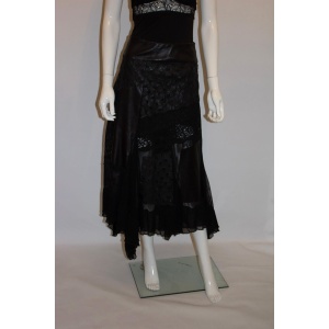 Azur London , Black leather and lace Skirt