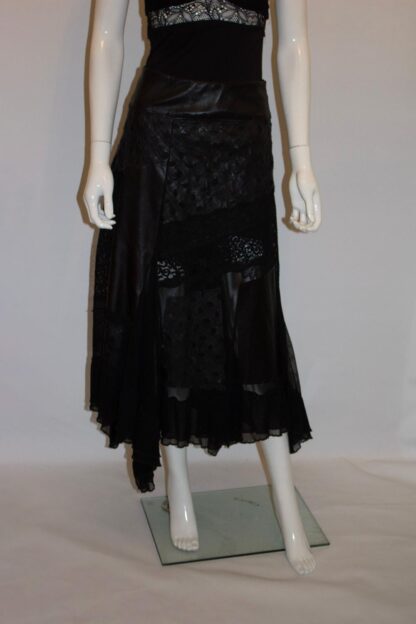 Azur London , Black leather and lace Skirt