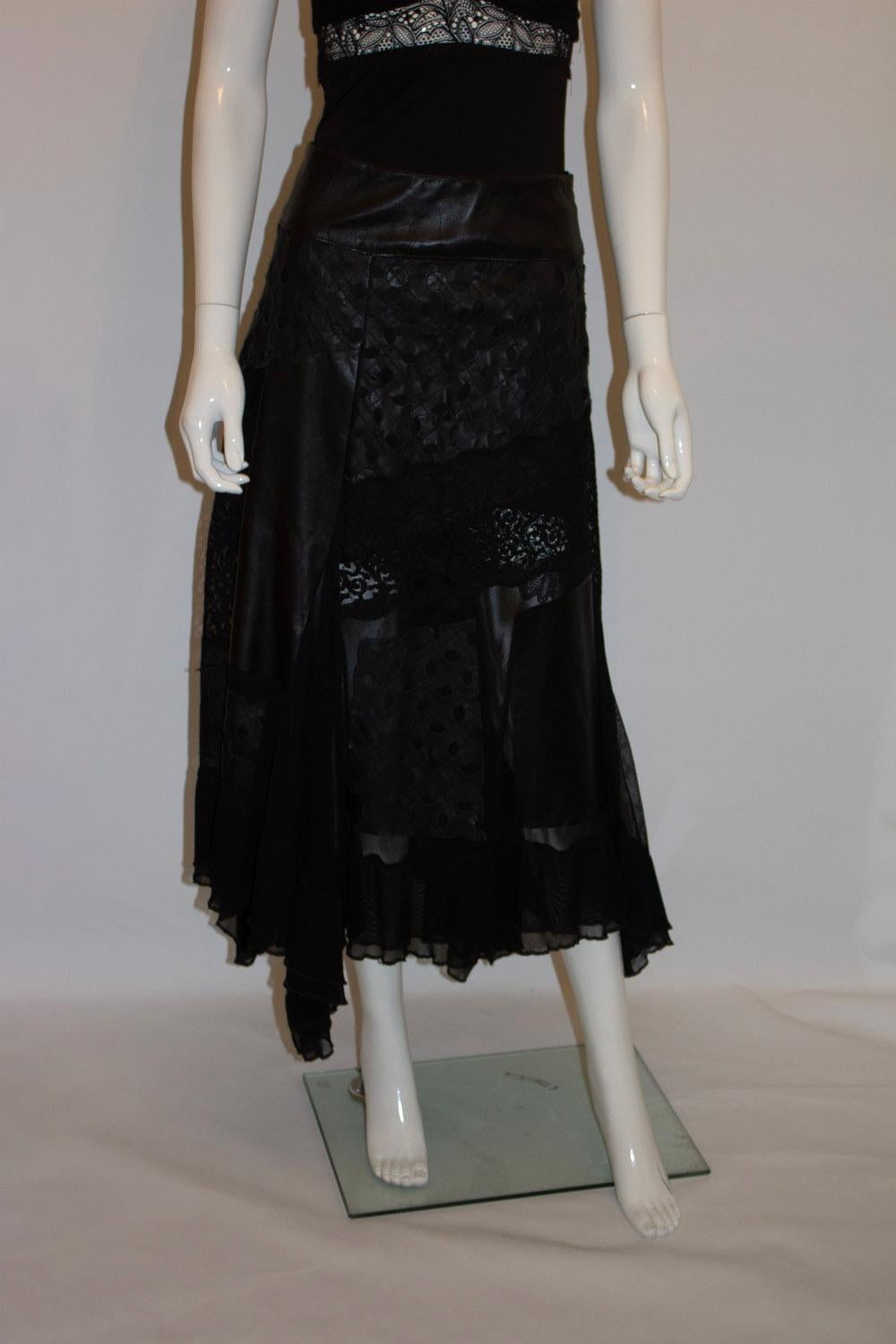 Azur London , Black leather and lace Skirt